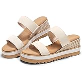 Coutgo Womens Platform Sandals Espadrille Wedge Heels Comfortable Slip on Slides Open Toe Summer Beach Shoes