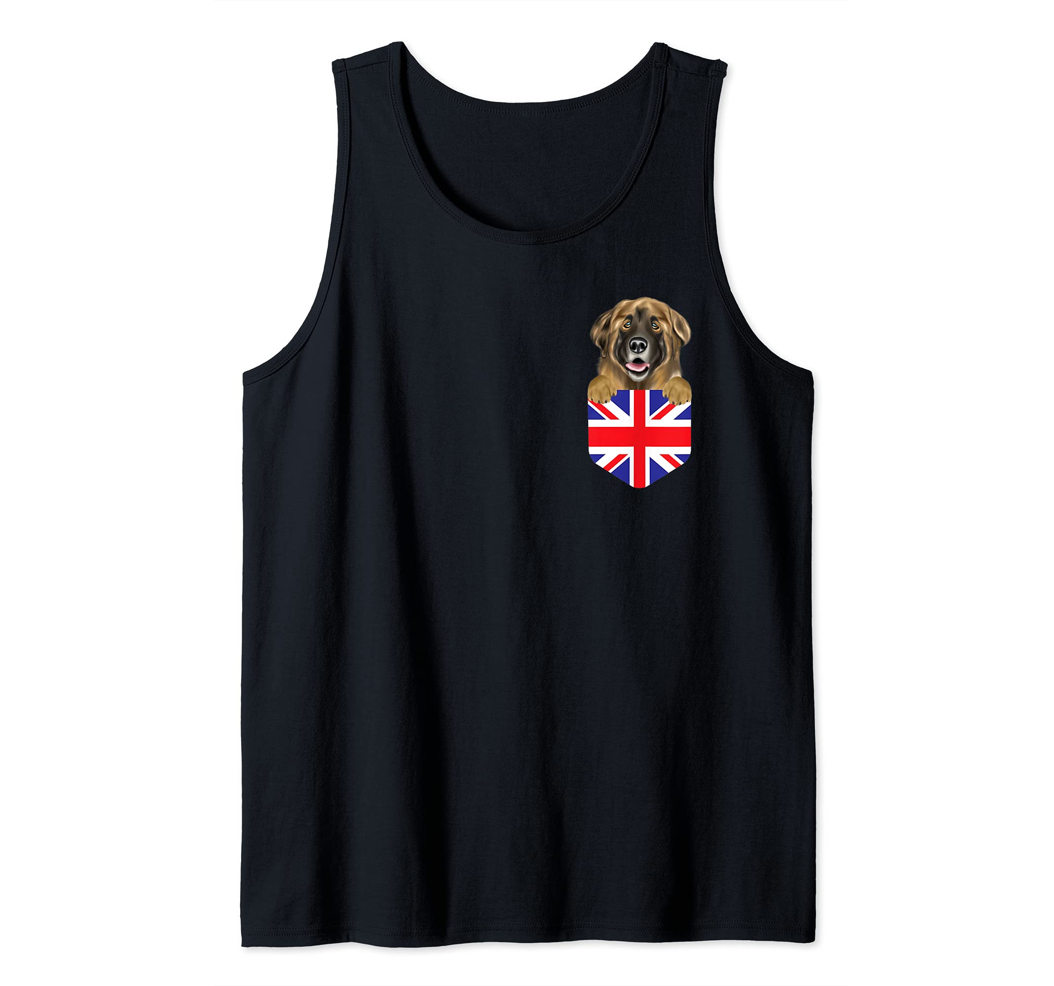 United Kingdom Flag Leonberger Dog In Pocket Tank Top