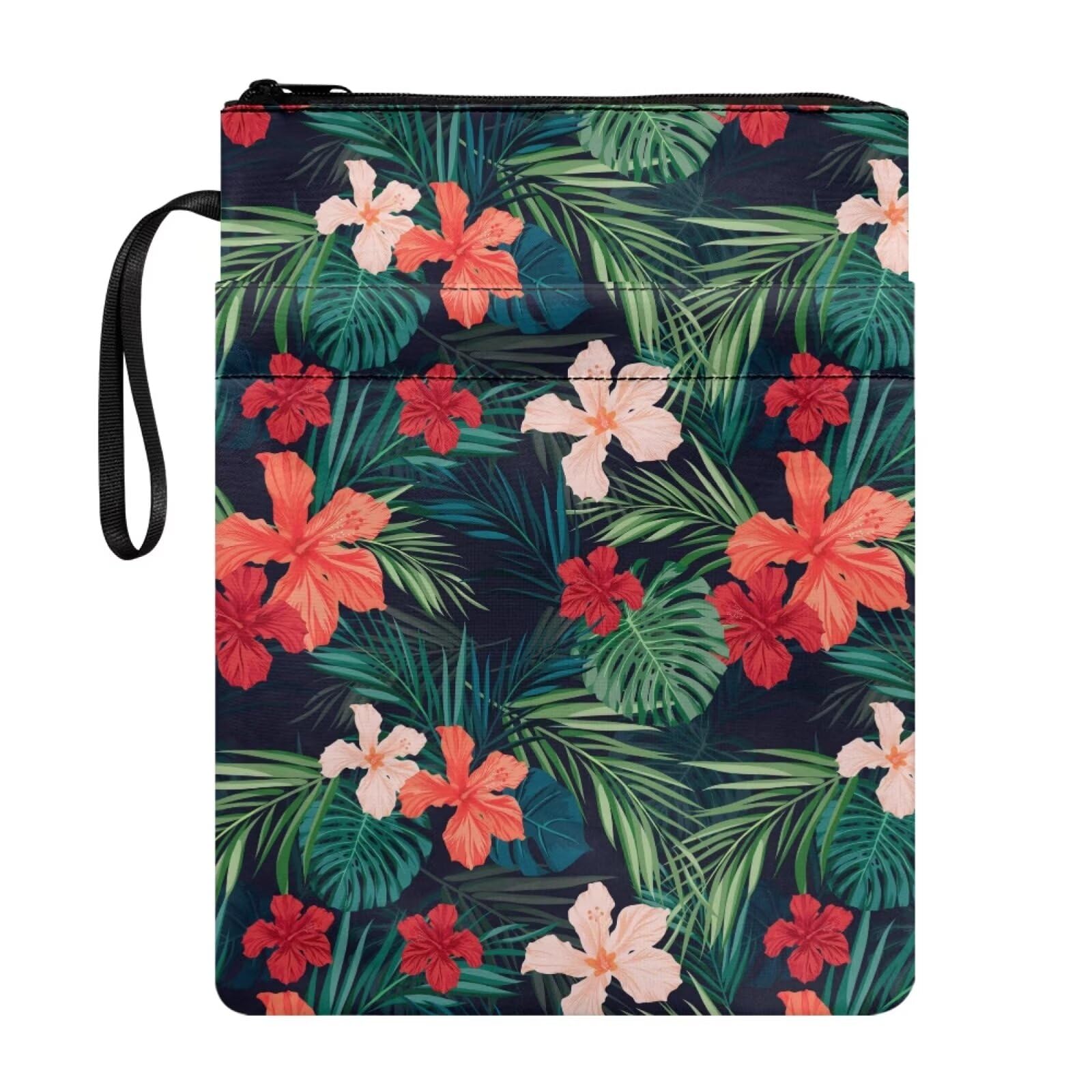 chaqlin Tropical Flower Book Sleeve Cover for Kids Adult Book Protector Pouch Book Cover Protector with Zipper Women Girls Cute Book Cover School Reading Accessories Gifts