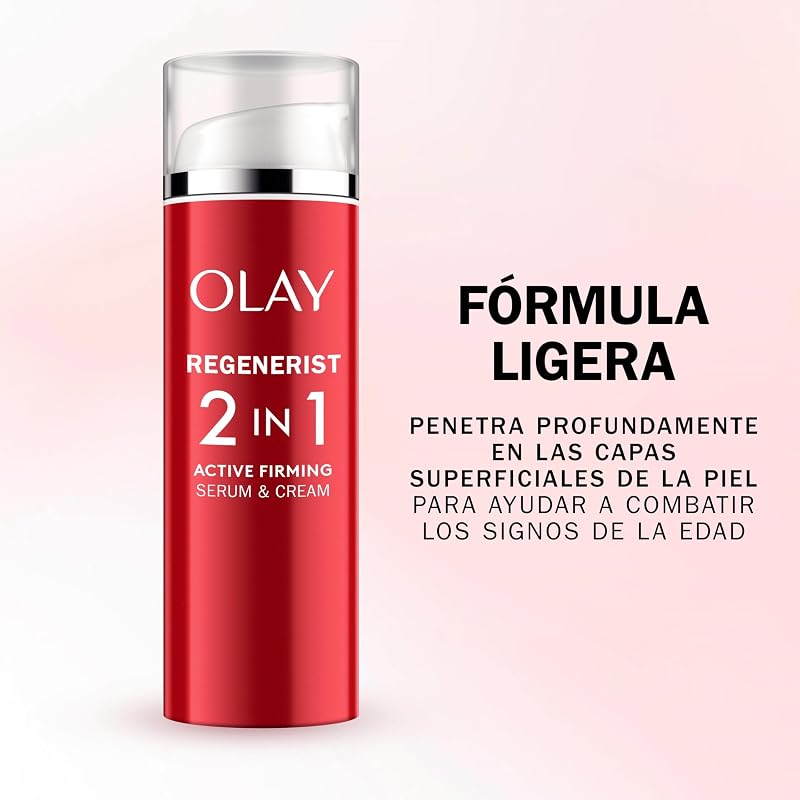 Olay regenerist ultra firming and light day serum, fórmula com niacinamida (vitamina b3) e peptídeos, hidratação instantânea e 24h, 50ml