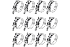 AKIHISA 12 Pack 2 inch T-Bolt Hose Clamps, Stainless Steel_304 Working Range 56mm-64mm for 2" Hose ID, Turbo Intake Intercooler Clamp for Automotive