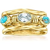 Ross-Simons Turquoise and .50 Carat Sky Blue Topaz Ring in 18kt Gold Over Sterling