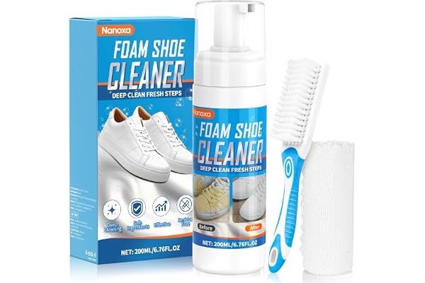Nanoxa Shoe Cleaner, Shoe Cleaning Kit with Brush & Towel, Sneaker Cleaner for White Shoes, Leather, Boots, Tennis Shoes, etc