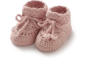 Hadetoto Baby Booties Hand Crochet Knit Cotton Bootie Soft Cozy Warm Socks Shoes Newborn First Walkers for Infant Boy Girl