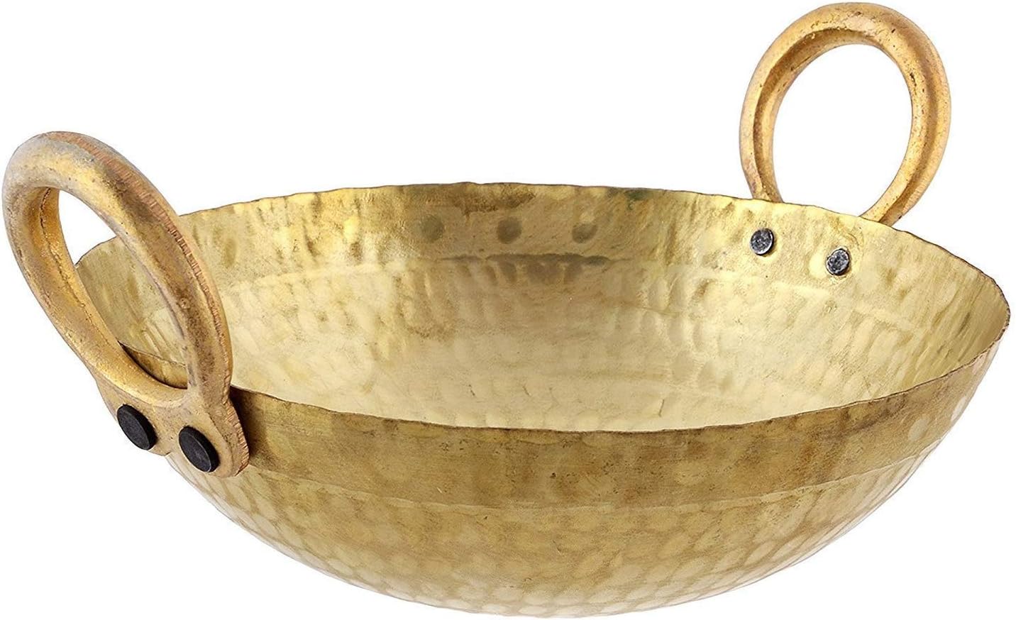 Golden Drops Indian Traditional Kitchen Cooking Utensil Brass Regular Karahi Kadai Pots & Pan Cooking Woks Capacity 1.5 Liter