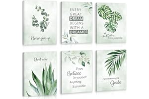 CHDITB Inspirational Plant Art Office Decor, Positive Affirmations Wall Decor, Botanical Canvas Motivational Framed Wall Art,