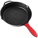 10.25 Inch Pre-Seasoned Cast Iron Skillet with Silicone Hot Handle Holder - Utopia Kitchen