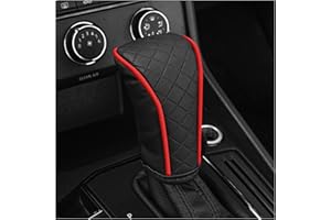 Sun Walker Leather Car Gear Shift Knob Cover, Anti-Slip Waterproof Auto Shift Knob Handle Protector, Breathable Shifter Stick