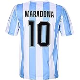 HOMEMI Argentina #10 Nostalgia Retro Limited Edition Mens Soccer Football Jersey for Adult Men Sizes(#10,Blue,L)