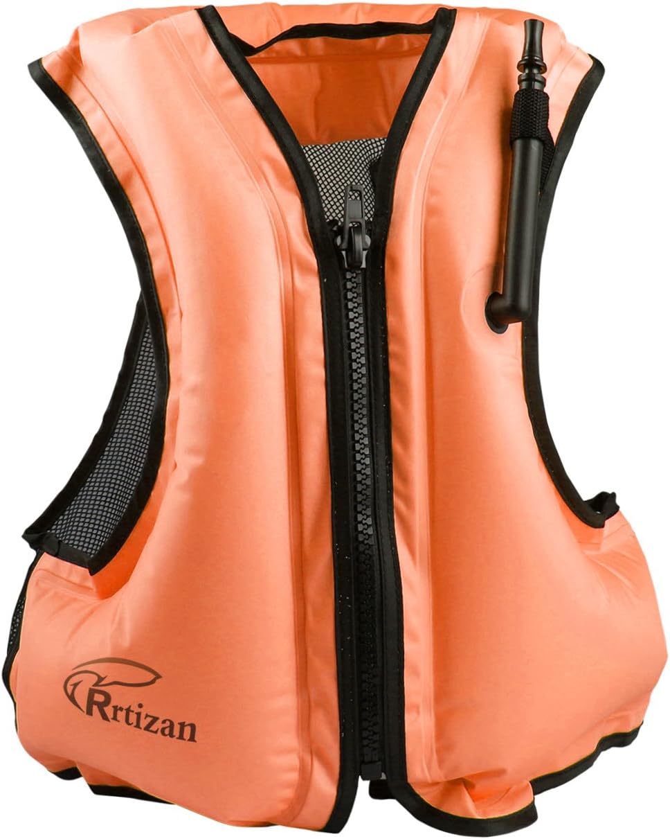 Rrtizan Snorkel Vest Inflatable Swimming Life Jacket for Kayaking