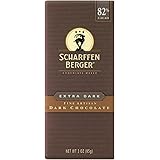 SCHARFFEN BERGER 82% Extra Dark Chocolate Bar (3-Ounce Bars, Pack of 6)