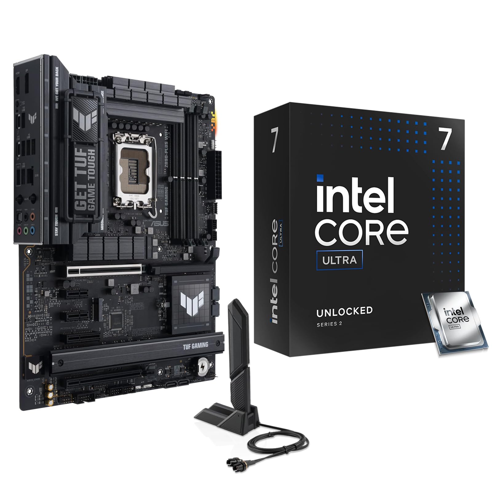Micro Center CPU Motherboard Combo - Intel Core Ultra 7 265K 20-Cores Unlocked Desktop Processor with Asus Tuf Gaming Z890-Plus WiFi LGA 1851 ATX Motherboard