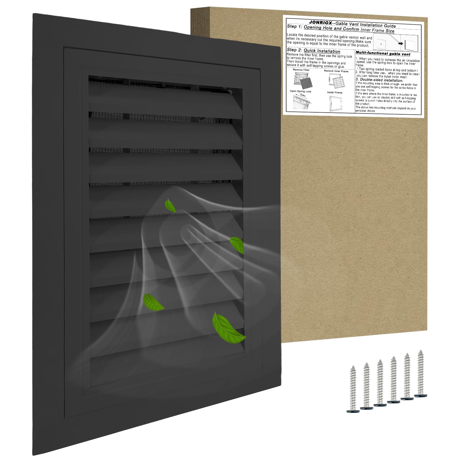 Photo 1 of 12"*18" Gable Vent,Aluminum Alloy Wall Vent Shed Vents,with Removable Strainer and 180 Degree Opening Angle.Ideal for Attic,Shed,Garage,Play House,Coop.[Inside Dimensions:9.5" w X 15" h]-Black 1 Pack