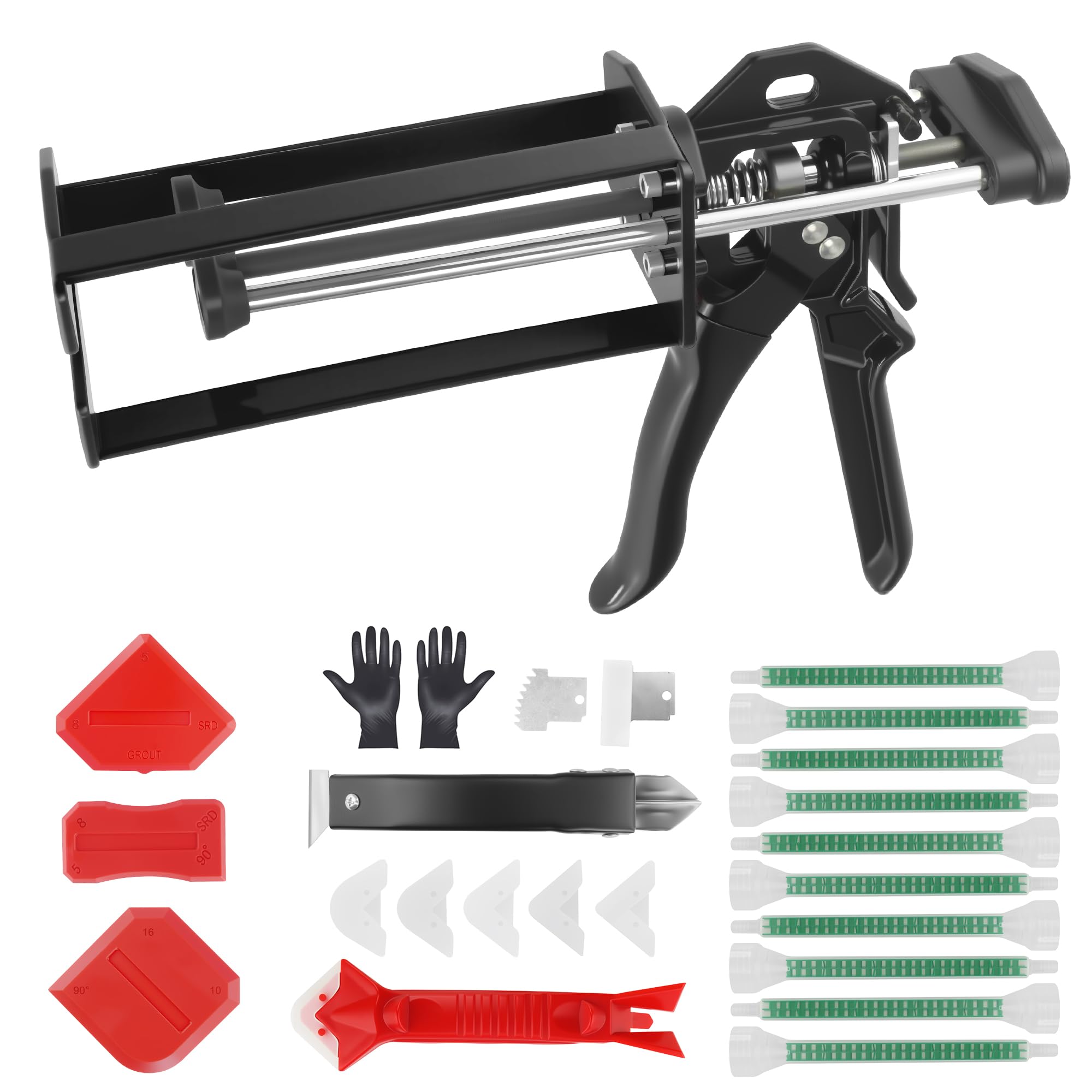 Photo 1 of 200ml Epoxy Dual Component Professional Heavy-Duty Full Metal Caulking Guns For Dual Cartridges 1:1 & 2:1 Mix Epoxy Applicator For Panel Bonding Structural Repair Adhesive & Sealant,Black
