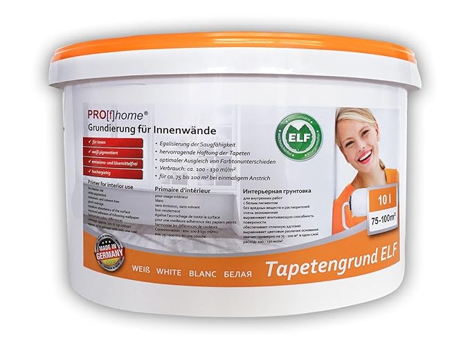 Tapetengrund PROFHOME Grundierung für Innenwände Tapeten Tiefgrund Tapeziergrund weiß ELF | 10 Liter für max. 100 qm