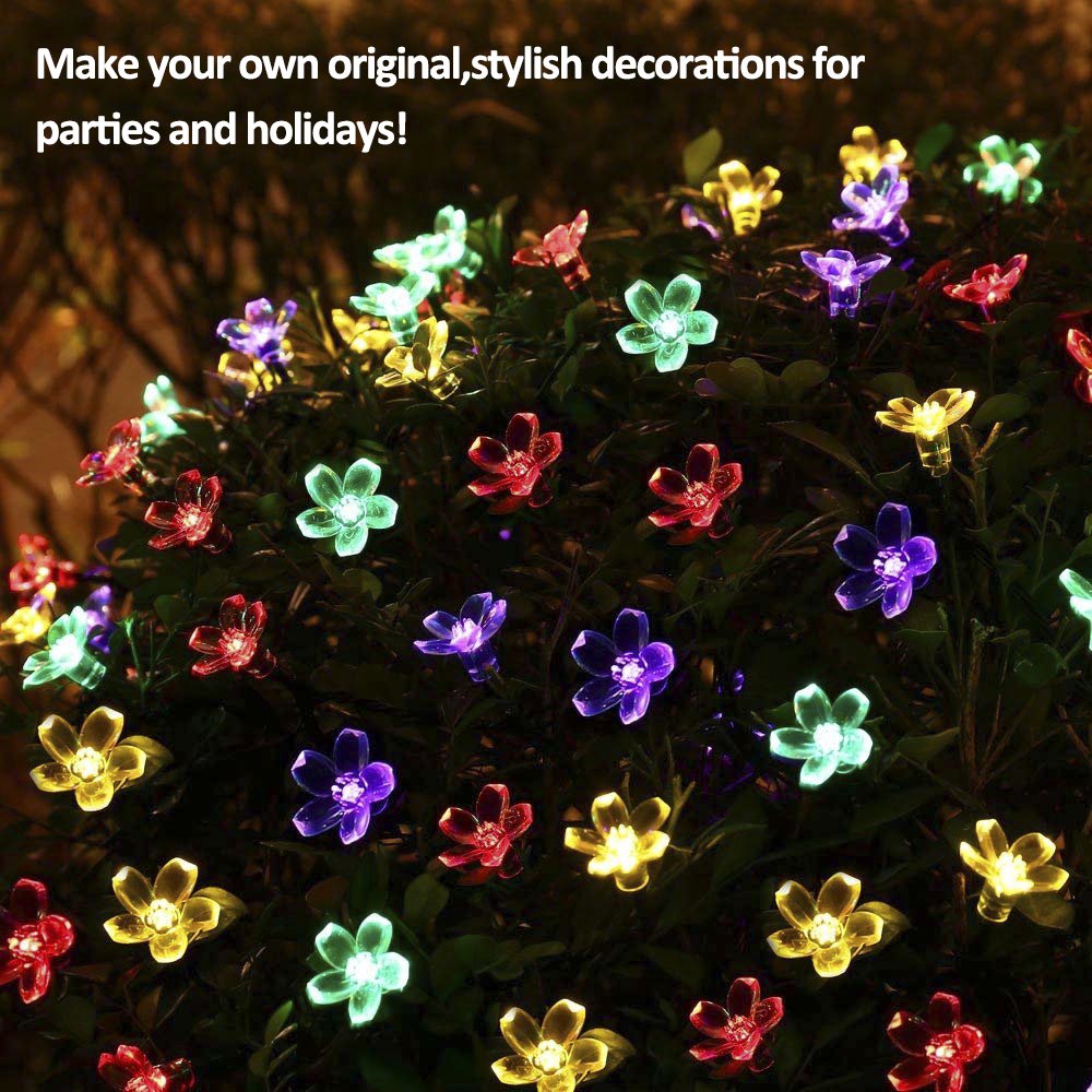ECOWHO Solar String Lights 50 LED Waterproof Fairy Lights Starry Blossom Flower Lights for Indoor and Outdoor, Patio, Garden, Party, Christmas (Multicolor)