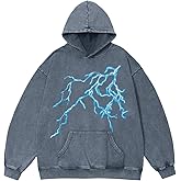 Vamtac Mens Graphic Hoodies Acid Washed Cotton Hooded Sweatshirt Oversized Baggy Hoodie Casual Y2k Streetwear