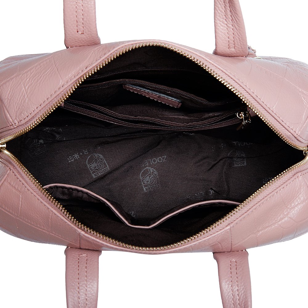 ZOOLER GLOBAL Women‘s Genuine Leather Handbags Large Space Fashion Purse Boston Bags Pink