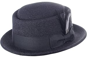 NYFASHION101 Mens Crushable Wool Felt Porkpie Hat w/Feather