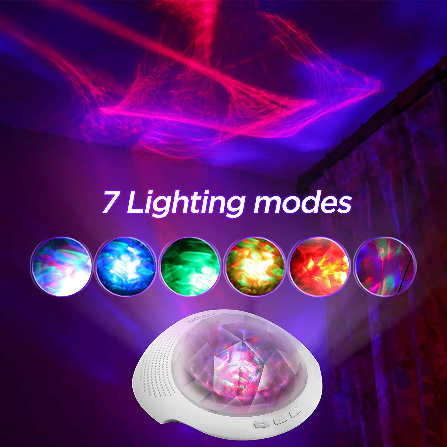Tisch Nachttischlampen Neue Version Soaiy Bluetooth Led Farbwechsel Nachtlicht Projektor Lampe Polarlicht Projektion Einschlaflicht Mit Fernbedienung Timer Installierte Naturgerausche Fur Schlafzimmer Kinderzimmer Schwarz Beleuchtung 
