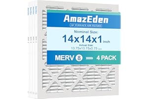 AmazEden 14 x 14 x 1 Air Filter (4-Pack) MERV 8 MPR 600 FPR 5 Pleated Filters HVAC AC Furnace Filters Dust Defense Replacement for Home Office (Actual Size: 13.75x13.75x0.75 Inches)