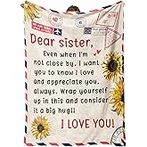 Niyewsor Sister Birthday Gifts, Sister Gifts Blanket, Sisters Gift from Sis, Present for Sisters on Mothers Day, Christmas, Dear Sis Airmail Throw Blanket, 60" * 50"