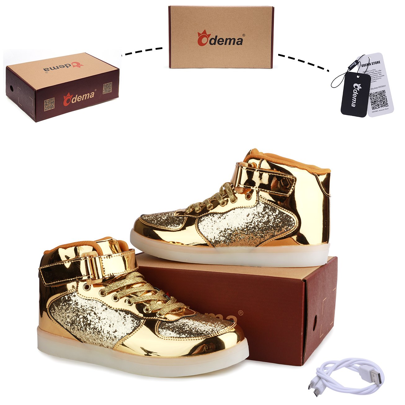 Odema Unisex LED Shoes High Top Light Up Sneakers for Women Men - Image 4
