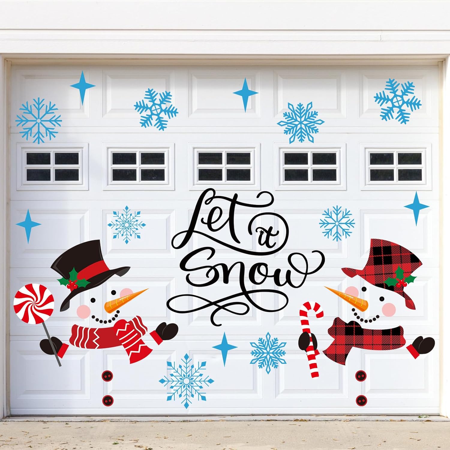 Garage Door Decorations - 30 Pcs Let It Snow Christmas Garage Door Magnets Winter Snowman Garage Door Stickers Christmas Snowflake Refrigerator Decorations for Car Windows Garage Doors Magnet Decor