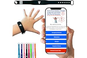 SHAREWEAR Kids ID Bracelet – NFC Emergency Contact Wristband, Adjustable 5.5–7.5”, Waterproof Silicone Safety Band, Not GPS, Travel & School Child Safety Bracelet