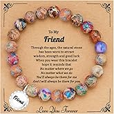 Easter Basket Stuffers - Gifts for Women Natural Colorful Imperial Jasper Stone Bead Bracelet Teacher Appreciation Gifts Birthday Gifts for Sister/Daughter/Niece/ Grandma/Mom/ Wife /Nana /Aunt/Nana with Gift Message Card