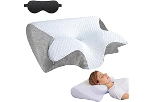 Beoglov Restora Pillow for Sleep Apnea, Restora Cervical Neck Traction Pillow, 2-in-1 Orthopedic Memory Foam Pillows for Neck Pain Relief, for All Sleeping Positions, Breathable and Not Stuffy (Grey)