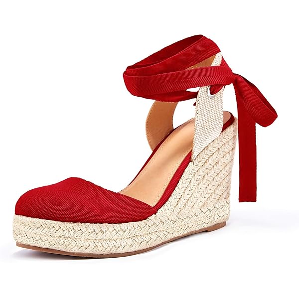 Ermonn Womens Espadrilles Wedge Sandals Platform Closed Toe