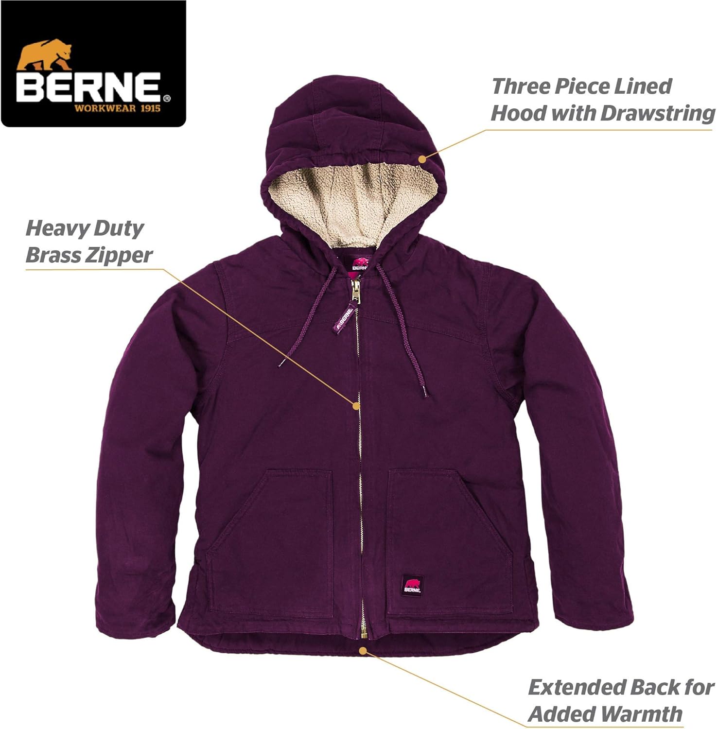 Berne Women's Washed Hooded Coat: Clothing