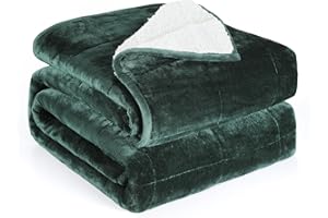 Alomidds Sherpa Fleece Weighted Blanket for Adults(15lbs Twin Size) Heavy Blanket with Fluffy Warm Thick Sherpa & Cozy Soft Flannel Snuggle Great for Sofa Bed Calming, 48x72 inches, Forest Green