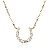 Diamond Treats Dainty Horseshoe Necklace in 925 Sterling Silver, Cute Sterling Silver Horseshoe Pendant Necklace for Women in Silver, Gold or Rose Gold, Silver Jewelry for Women