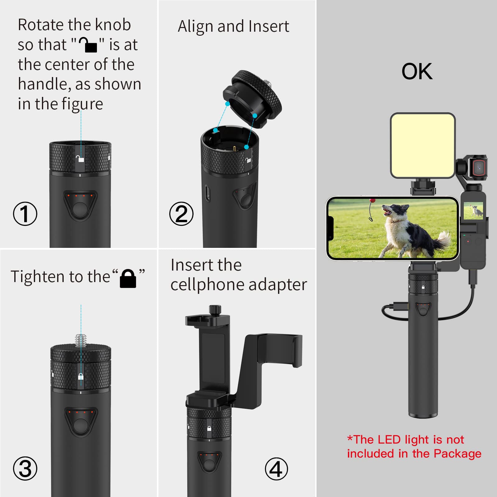 Charging Stick for DJI OSMO Pocket, 5000mah Power Charger Compatible with DJI Osmo Pocket 2/Osmo Pocket 1,Power Stick with Phone Holder for Osmo Pocket Camera Upgrade Version