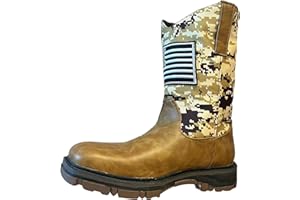 YXCFEWD Cowboy Boots for Men, Slip on Square Toe Boots, Slip Resistant Boots Chunky Heel, Sport Patriot Western Men's Boot