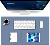 K KNODEL Small Desk Pad Leather Mouse Keyboard Mat 60x35cm Lake Blue