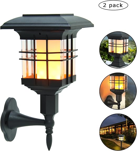 lote de 2 faroles solares de pared para