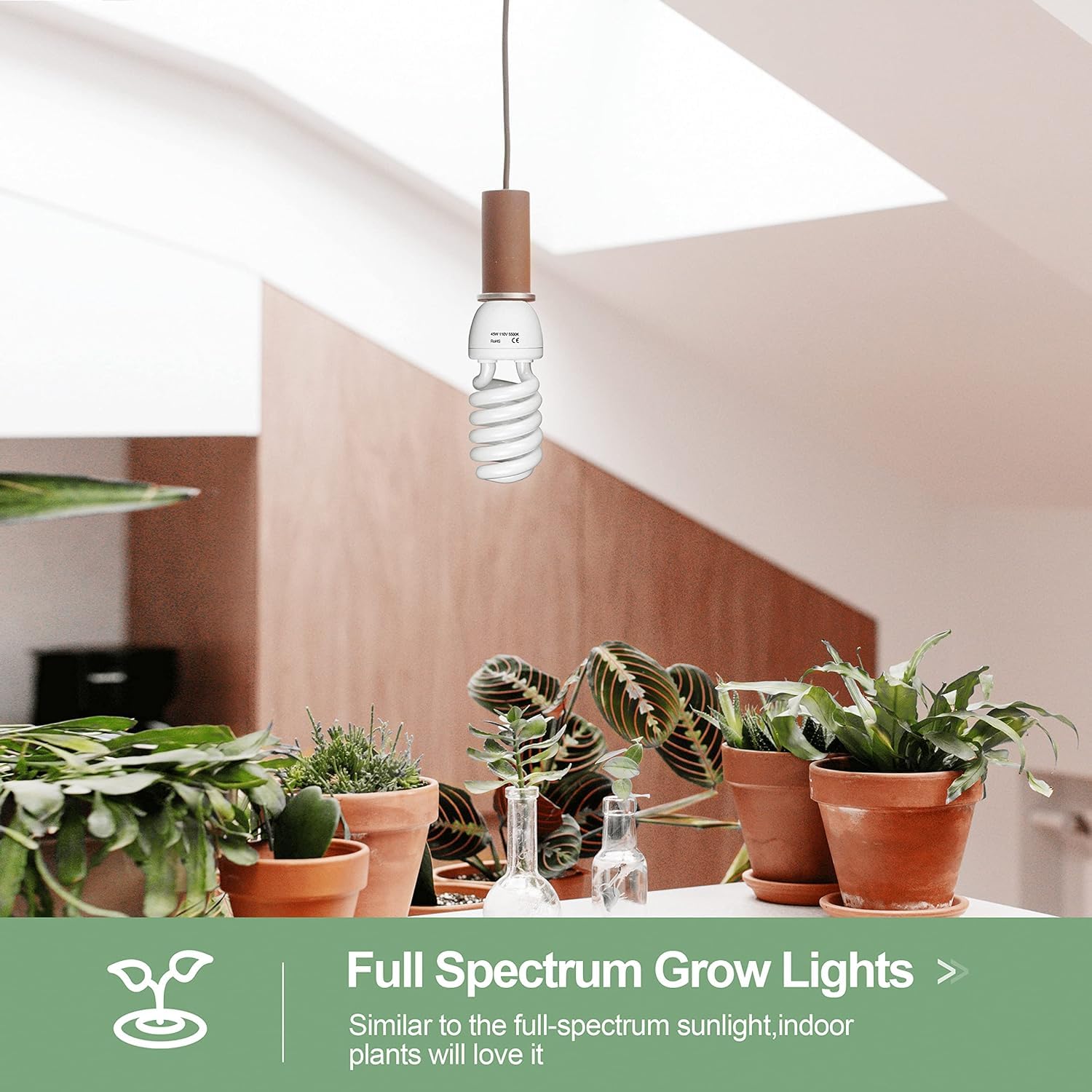 EMART Full Spectrum Light Bulb, 2 x 45W 5500K Spiral CFL Daylight for Photography Photo Video Studio, Softbox Lighting Kit, Household Use, Portrait Shooting