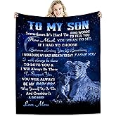Hcoviv Son Gifts Blanket 60"X 50" - to My Son - Son Gifts from Mom - Funny Gifts for Son Blanket - Best Birthday Gift Ideas for Son - Gifts for Grown Son - Son Gift from Mother Blankets for Christmas