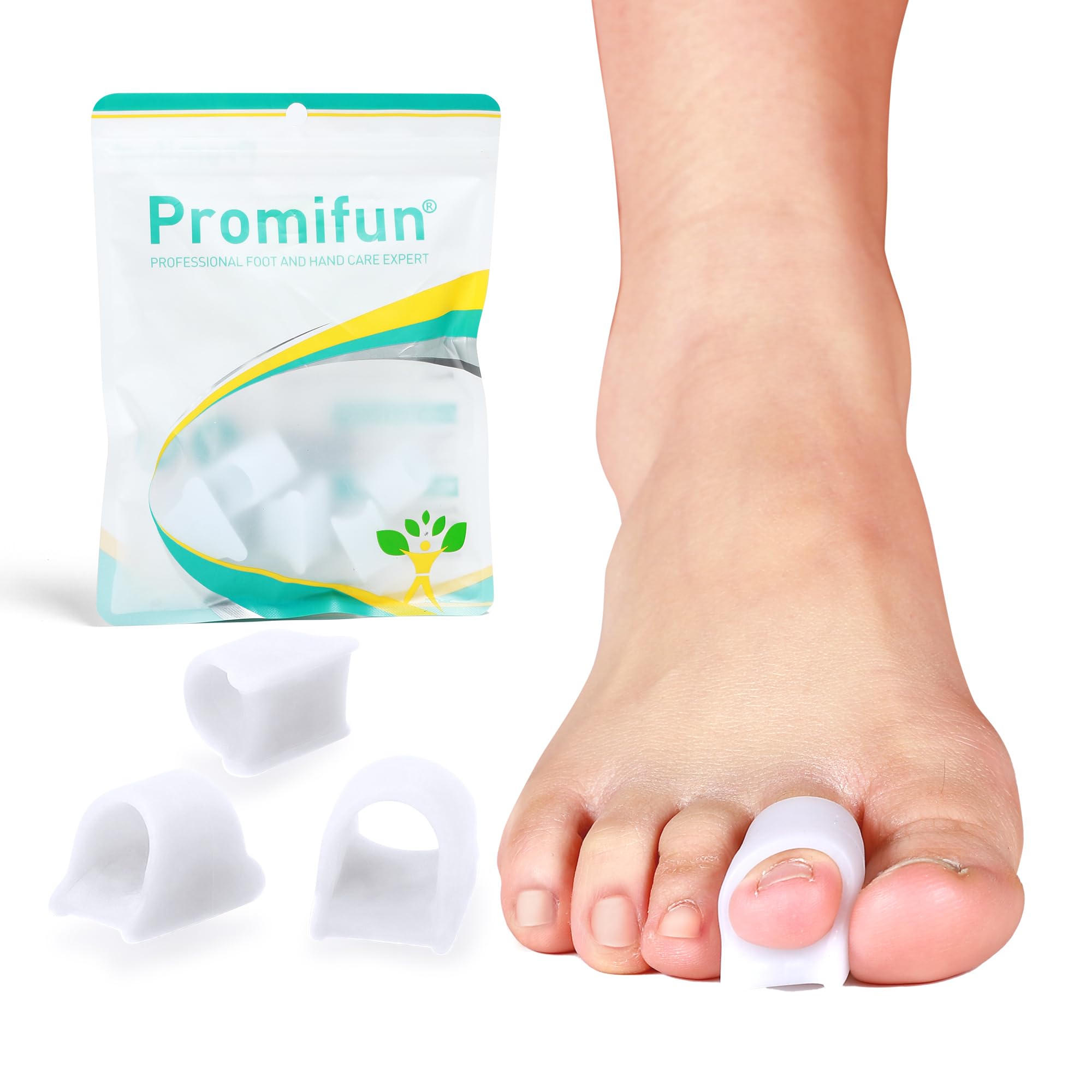 Promifun Hammer Toe Corrector for Women - Toe Straighteners for Bent Toes, Hammertoe, Crooked, Claw, Realign Bent - Toe Corrector for Men (Large Size,8 pack, White)