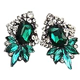 Art Deco Antique Vintage Style Emerald Green Rhinestone Wedding Bridal Prom Earrings