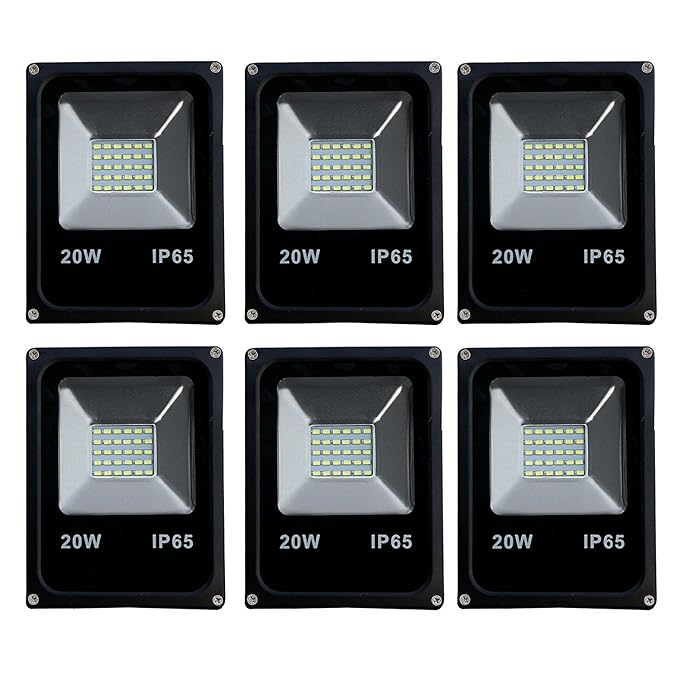 20W Led IP65 Flood Outdoor Light 1 year warranty - Cool Day Light - (pack of 6)