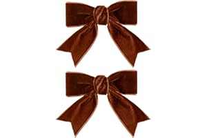 KCHIES 2pcs Brown Velvet Ribbon Hair Bows Clips for Girls Kids 3in Small Cute Soft Fall Velvet Alligator Barrettes Hairpins Everyday Give Thanks Dress Outfit Decoration Accessories Gift