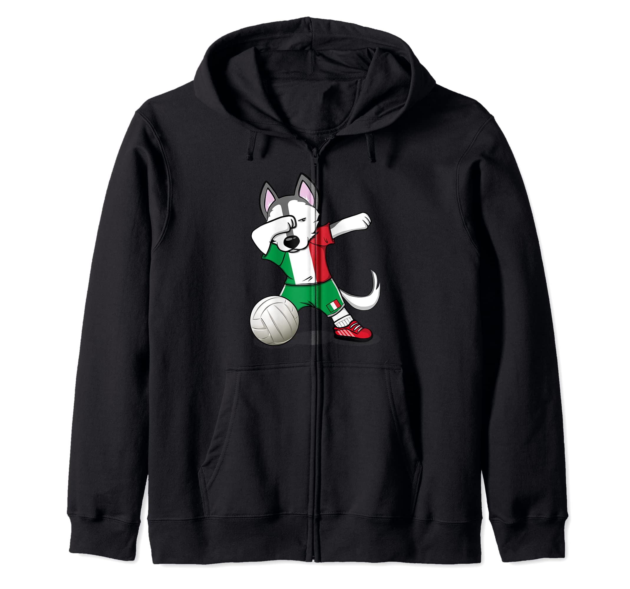Dabbing Husky Italy Volleyball Fans Jersey - Italian Flag Zip Hoodie — image 1