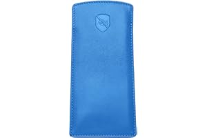 ALLEN & MATE Real Leather Glasses Case Slim Soft Pouch Sleeve for Reading Spectacles with Glass Cleaning Cloth