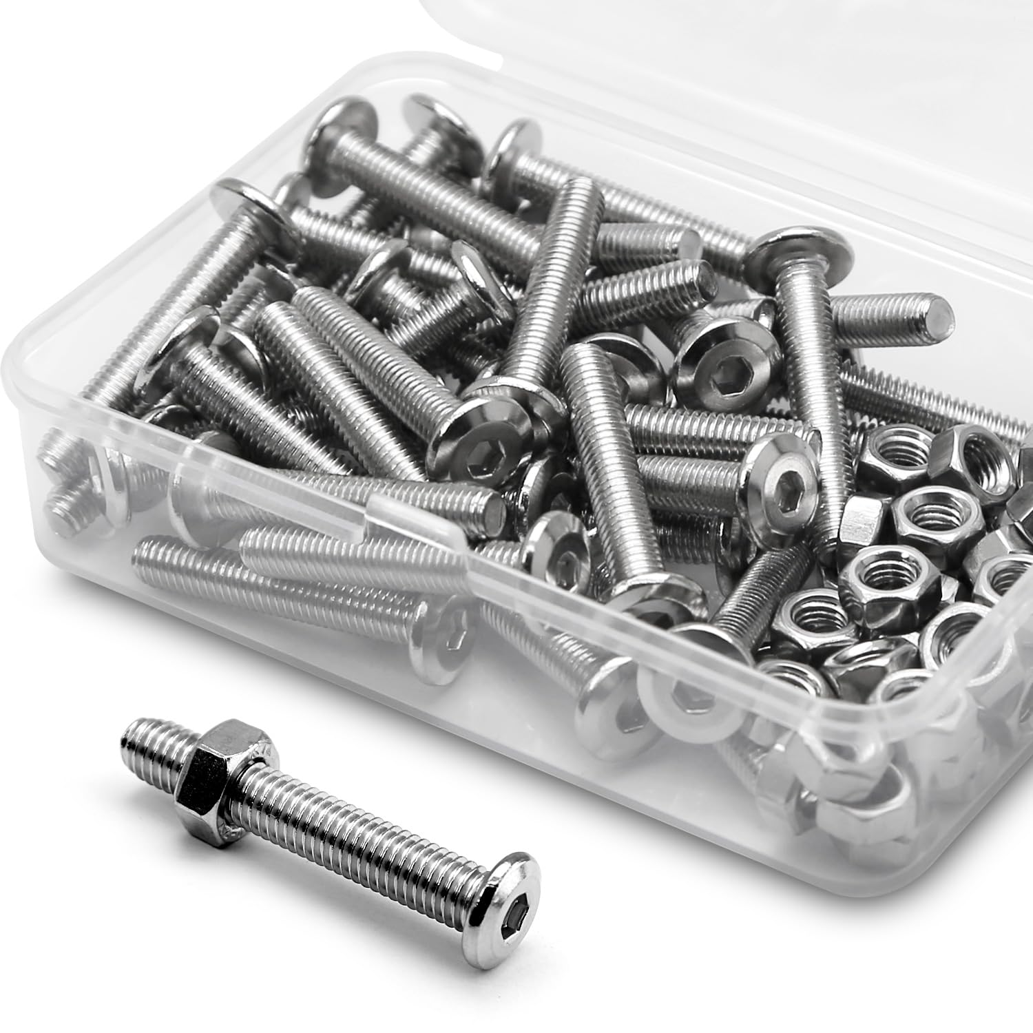 (40 pcs) M5 x 20mm Flat Round Hexagon Socket Head Screws Bolts and Nuts Set 304 Stainless Steel 18-8 — image 1
