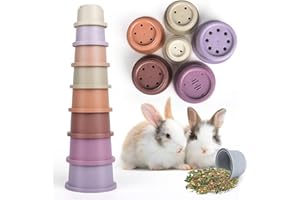 8PCS Stacking Cups for Rabbits, Stackable Bunny Toys, Natural Sugarcane Plastic Pet Nesting Snack Playset, Chinchilla, Guinea