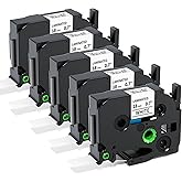 Markdomain Replace for P Touch Label Tape 18mm 0.7 White TZe241 Compatible with Brother Label Maker Tape 18mm 3/4 inch TZe TZ TZe241 for Brother P-Touch PTD400 PTD410 PTD600 PTD610BT, 5-Pack